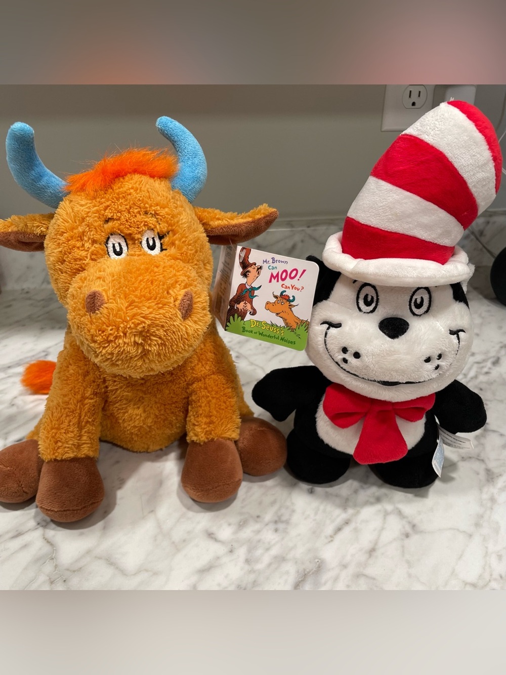 Dr. Seuss Plush Lot of 2 – Cat in the Hat & Mr. Brown Moo Cow Stuffed Animals